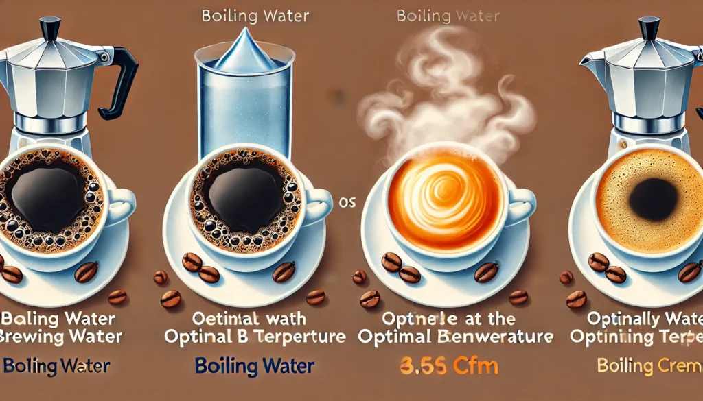 DALL%C2%B7E 2024 09 04 17.36.29 An image depicting the differences between coffee made with boiling water and coffee made with water at the optimal brewing temperature. The image sho