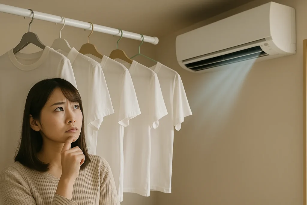 部屋干ししてるときエアコンはどうすればいい?